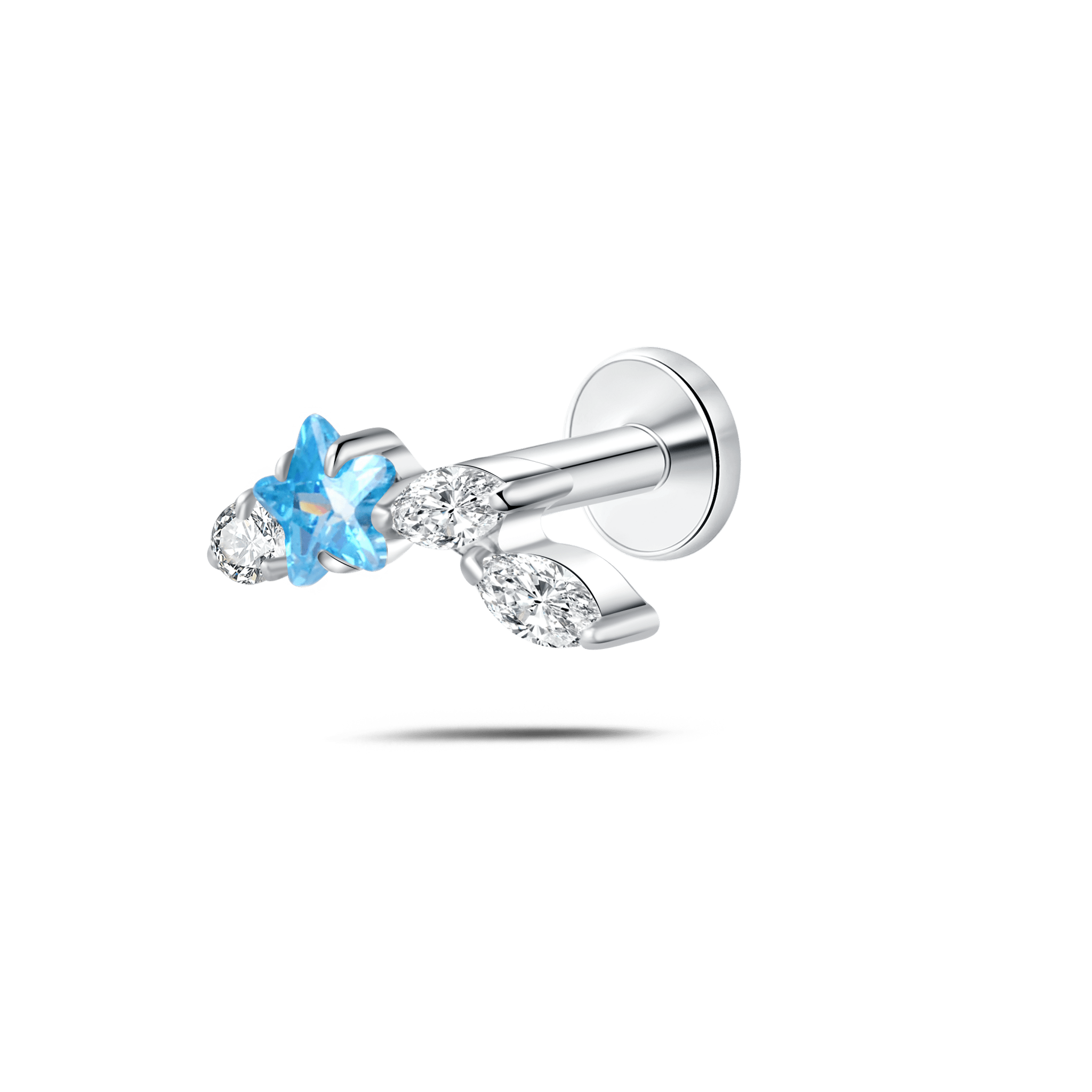 Piercing orecchio/naso ramo stellato blu e bianco in argento - NovaNavel