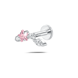 Piercing orecchio/naso ramo stellato rosa e bianco in argento - NovaNavel