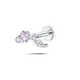 Piercing orecchio/naso ramo stellato viola e bianco in argento - NovaNavel