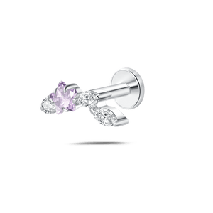 Piercing orecchio/naso ramo stellato viola e bianco in argento - NovaNavel