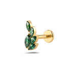 Piercing orecchio/naso ramoscello verde in oro - NovaNavel®