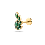 Piercing orecchio/naso ramoscello verde in oro - NovaNavel®