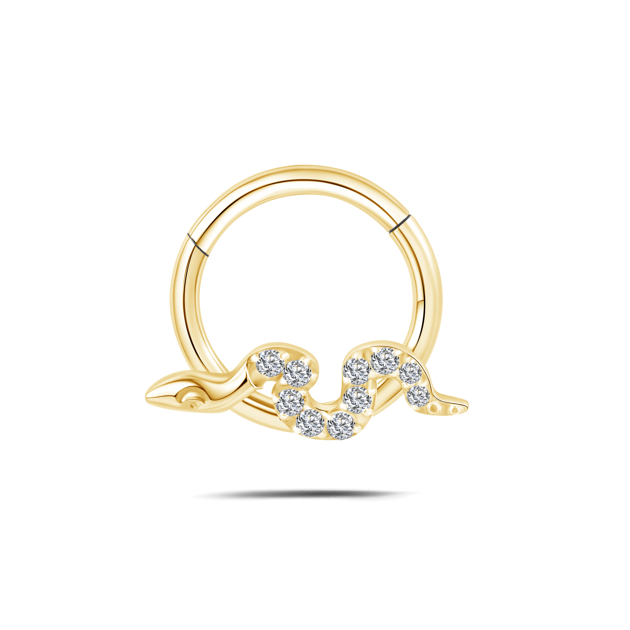 Piercing orecchio/naso serpente lucente in oro - NovaNavel