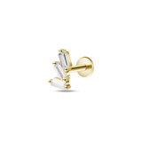 Piercing orecchio/naso tre cristalli in oro - NovaNavel