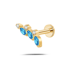 Piercing orecchio/naso trilogy ramato azzurro e bianco in oro - NovaNavel