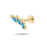 Piercing orecchio/naso trilogy ramato azzurro e bianco in oro - NovaNavel