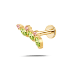 Piercing orecchio/naso trilogy ramato verde e rosa in oro - NovaNavel