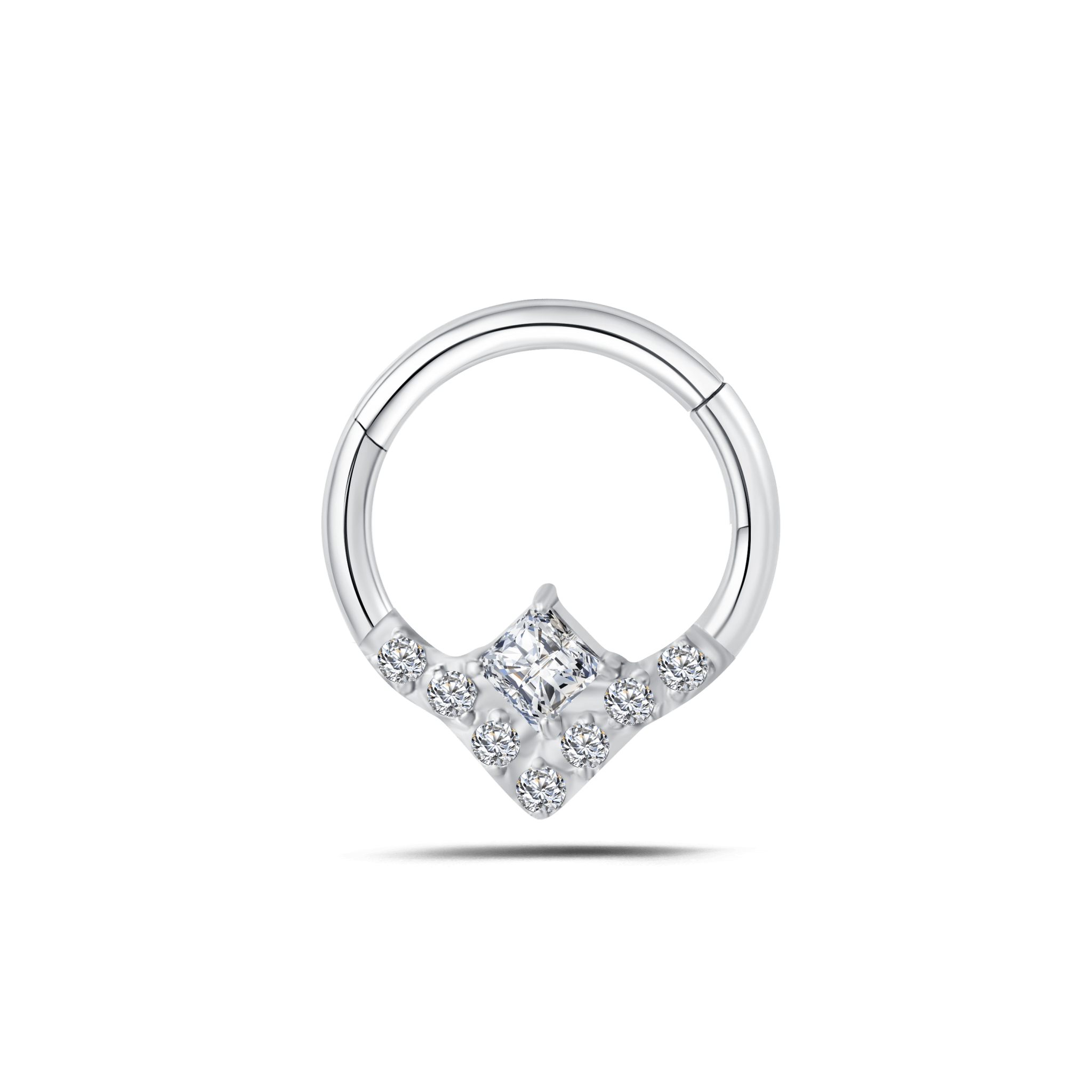 Piercing orecchio/naso V - shape bianco in argento - NovaNavel