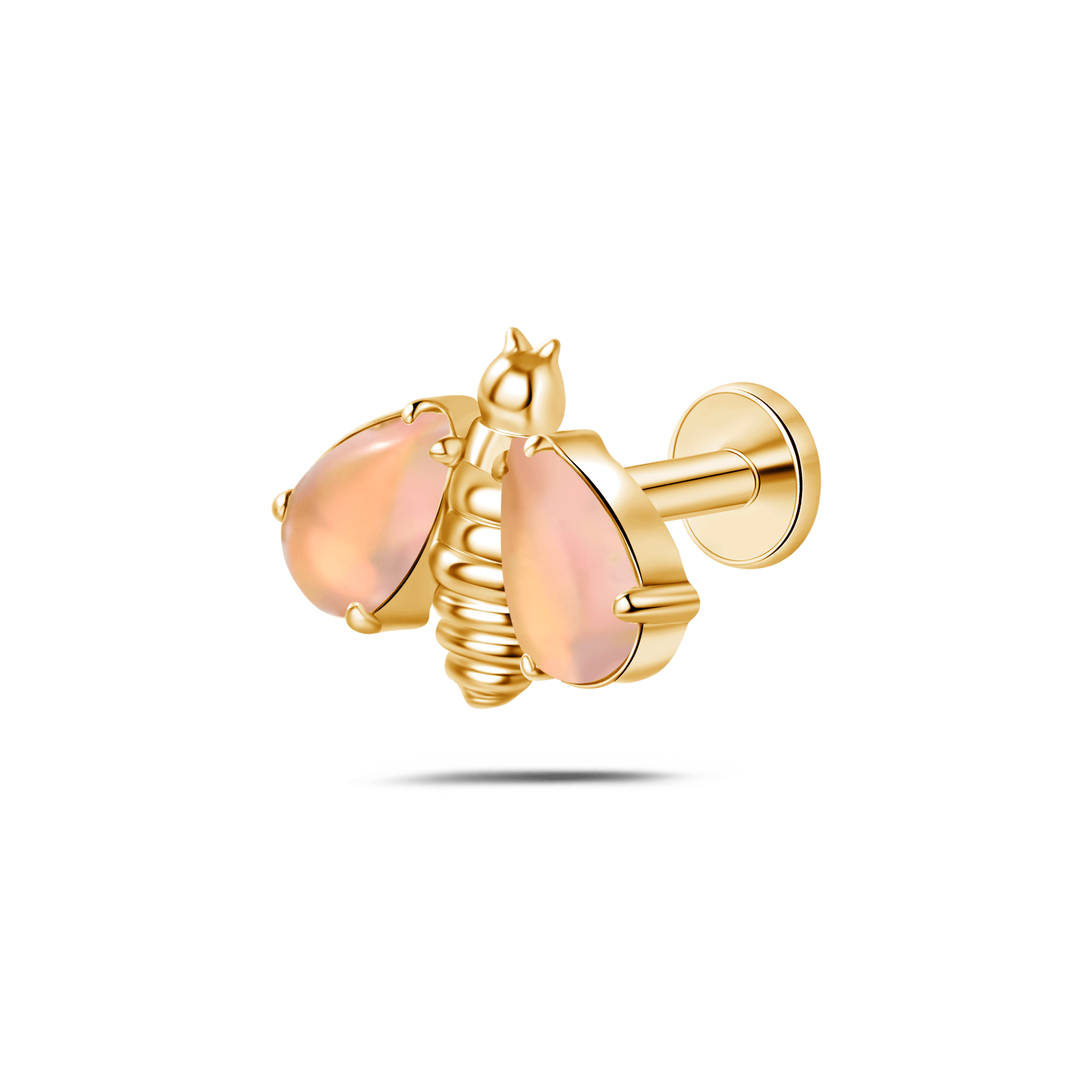 Piercing orecchio/naso/bocca ape regina piccola arancione in oro - NovaNavel