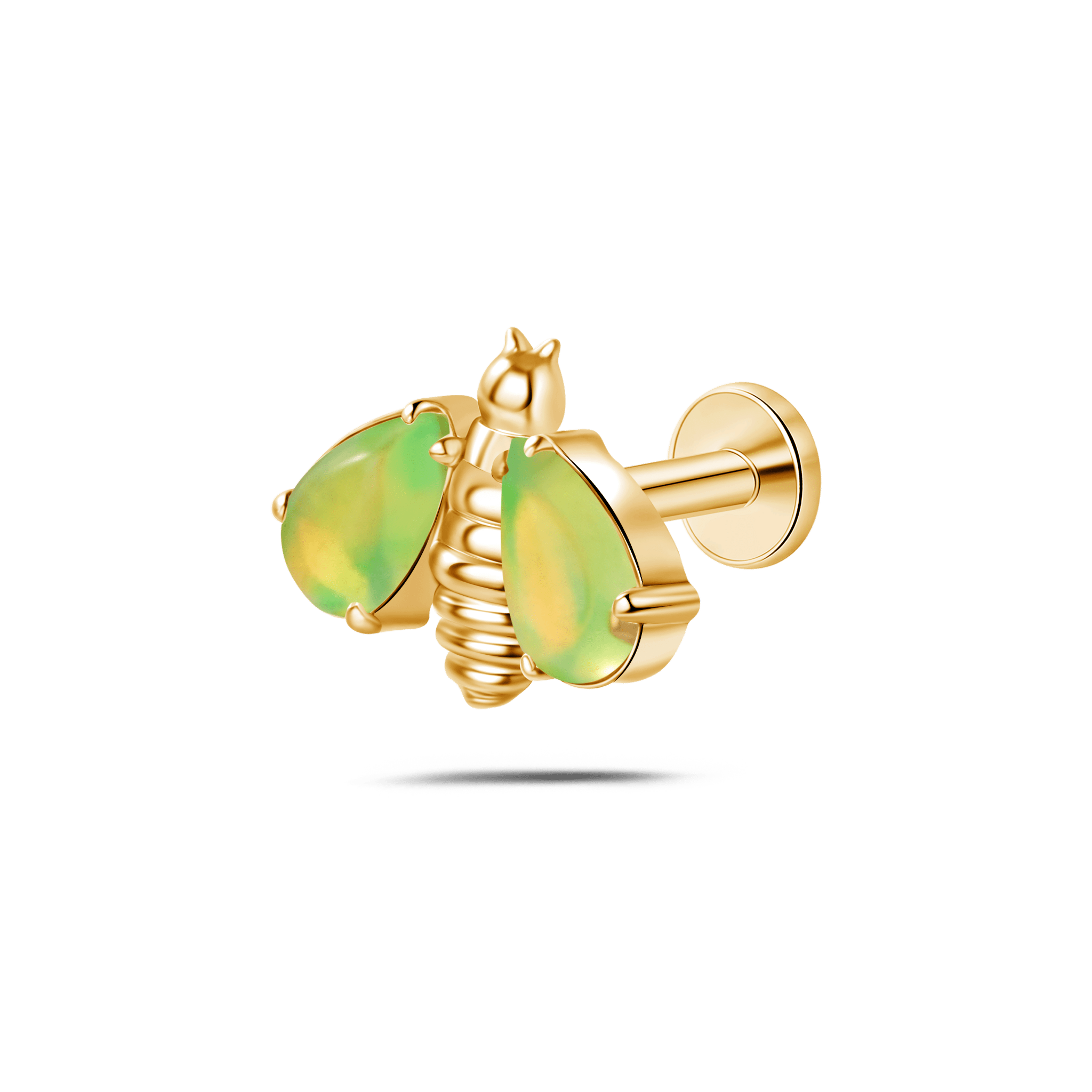 Piercing orecchio/naso/bocca ape regina piccola verde in oro - NovaNavel