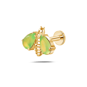 Piercing orecchio/naso/bocca ape regina piccola verde in oro - NovaNavel