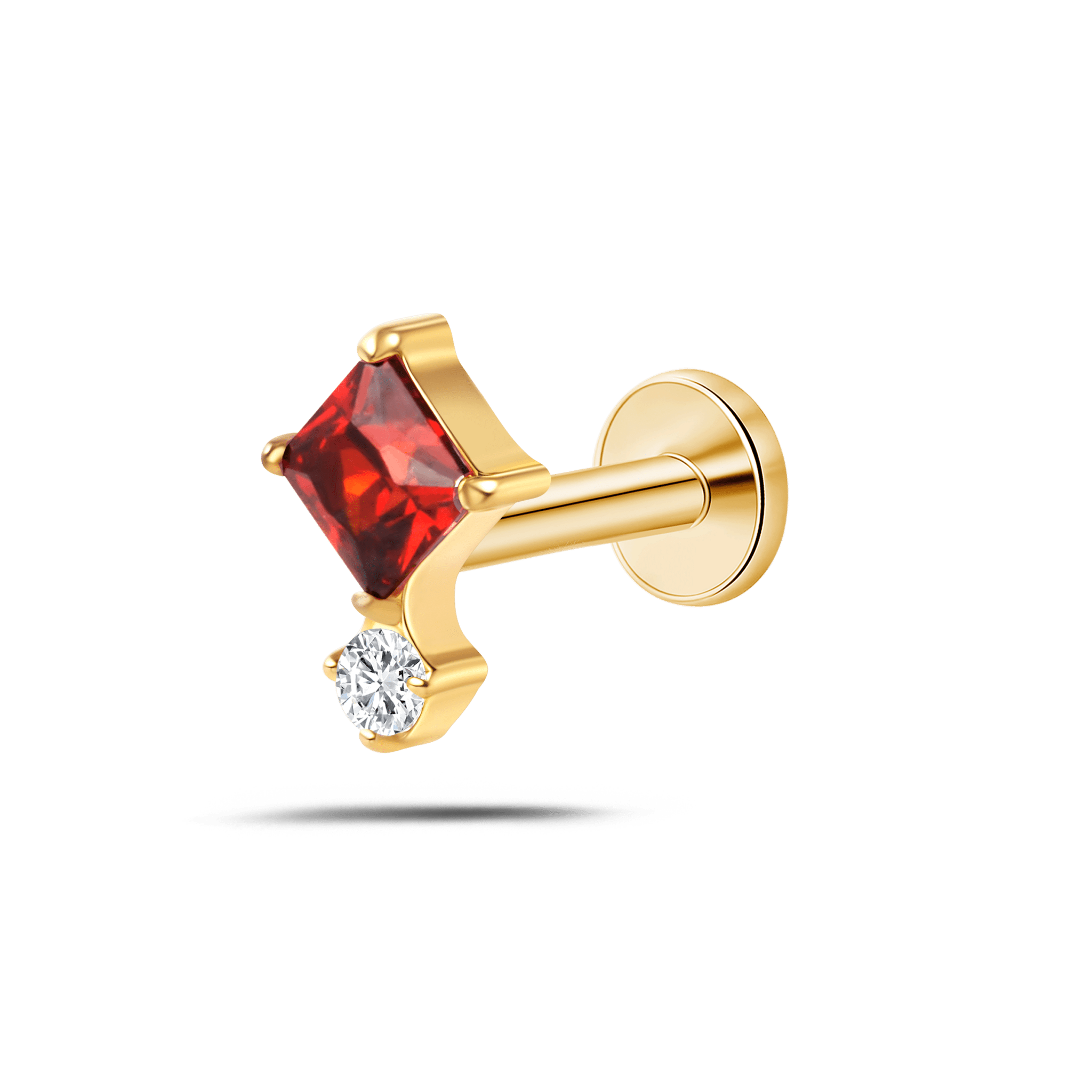 Piercing orecchio/naso/bocca armonia rosso in oro - NovaNavel