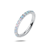 Piercing orecchio/naso/bocca cerchietto opale bianco in argento - NovaNavel
