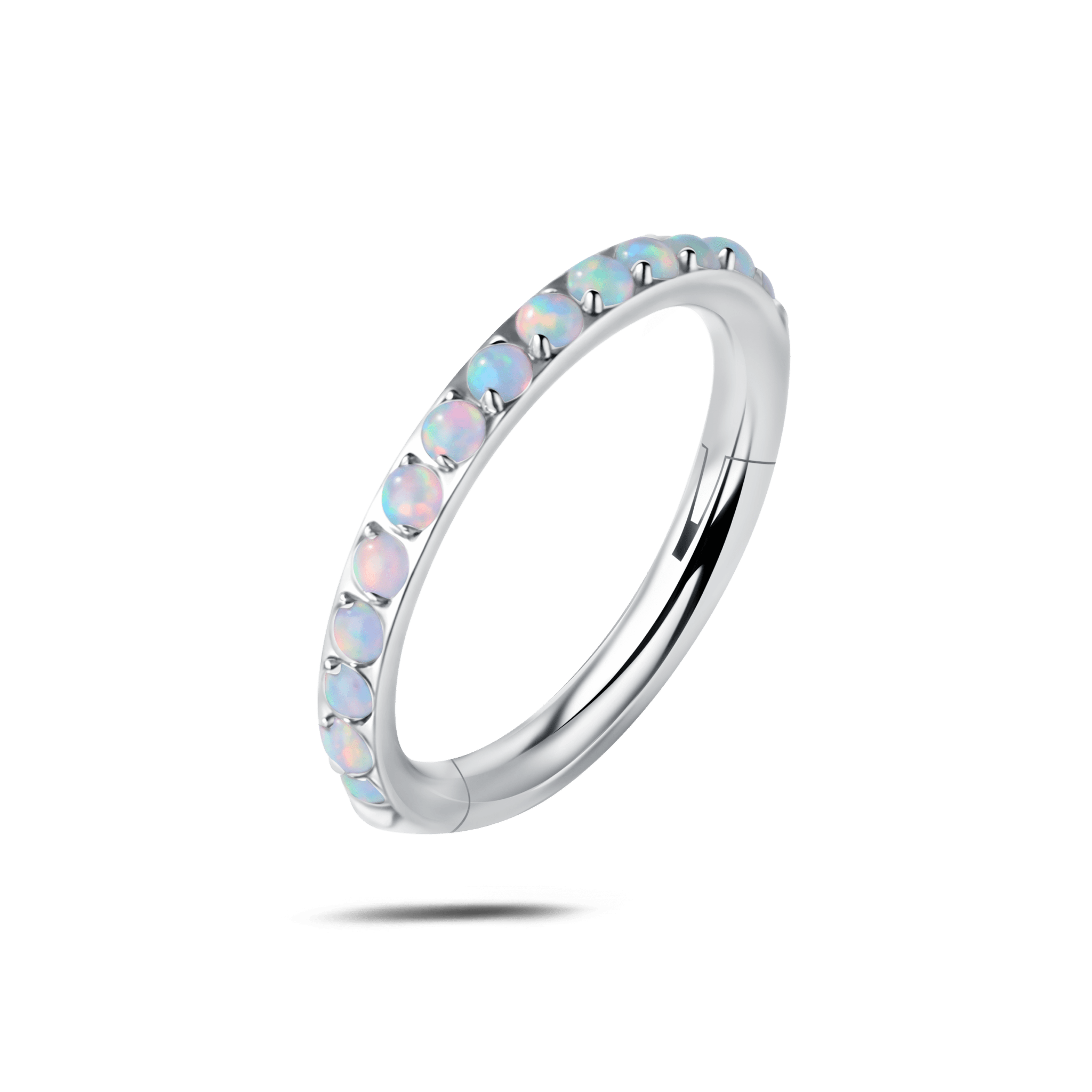 Piercing orecchio/naso/bocca cerchietto opale bianco in argento - NovaNavel