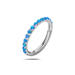 Piercing orecchio/naso/bocca cerchietto opale blu in argento - NovaNavel