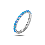 Piercing orecchio/naso/bocca cerchietto opale blu in argento - NovaNavel