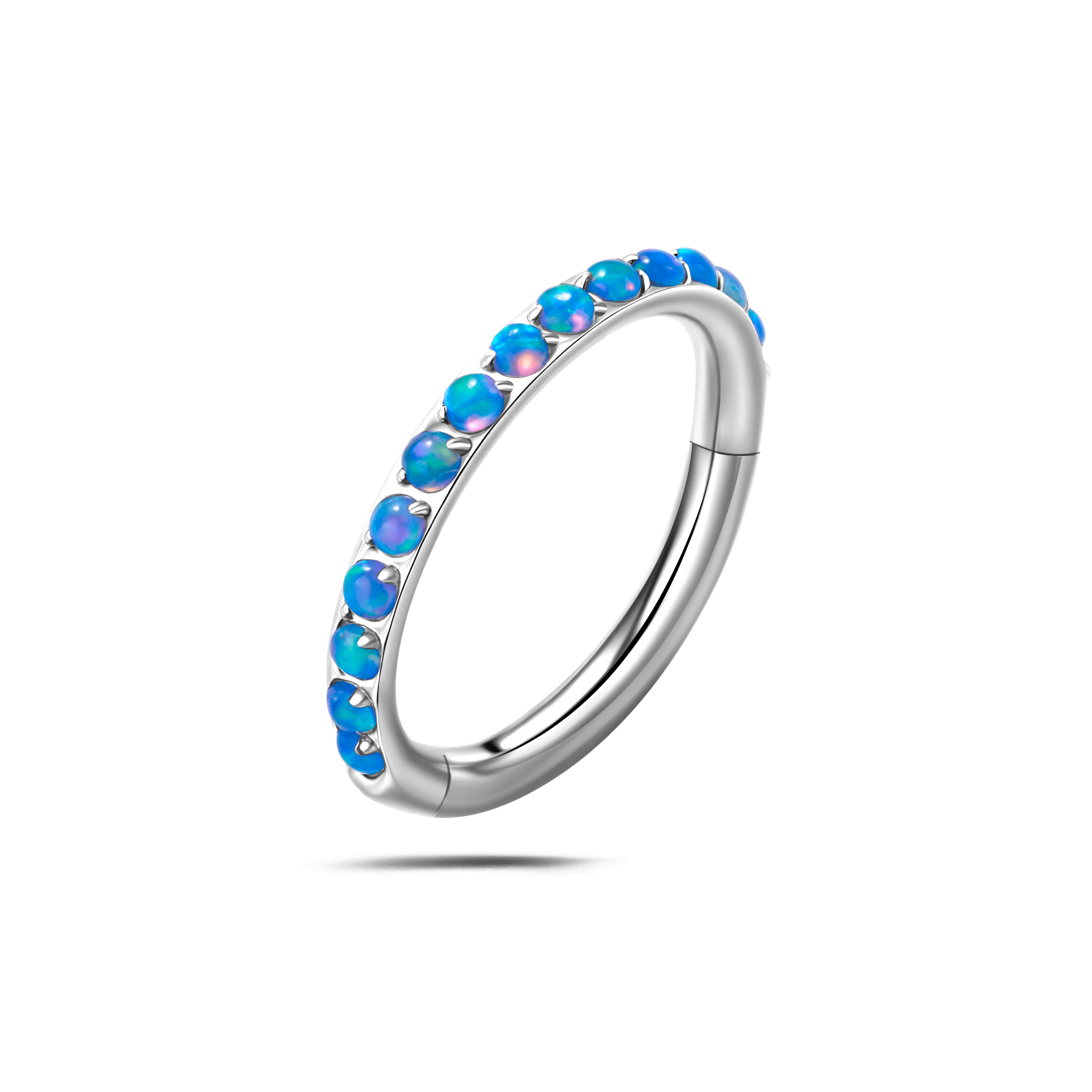 Piercing orecchio/naso/bocca cerchietto opale blu in argento - NovaNavel