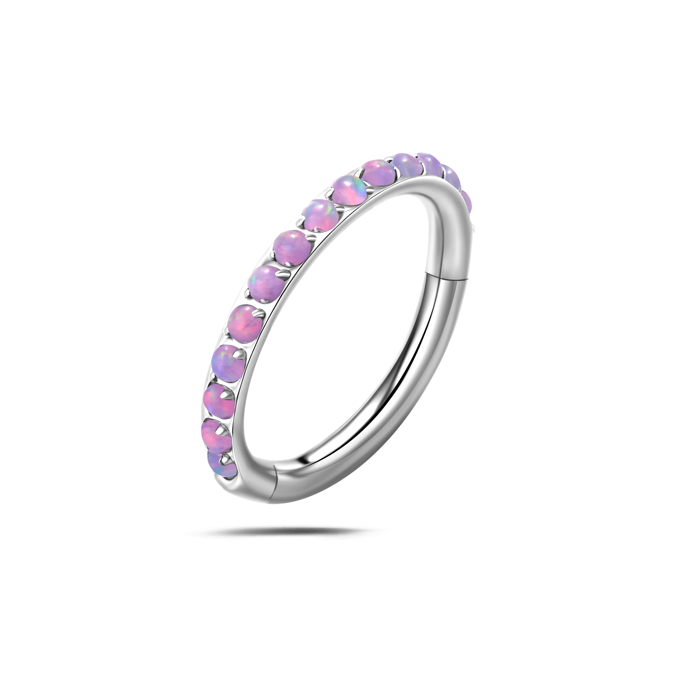 Piercing orecchio/naso/bocca cerchietto opale viola in argento - NovaNavel