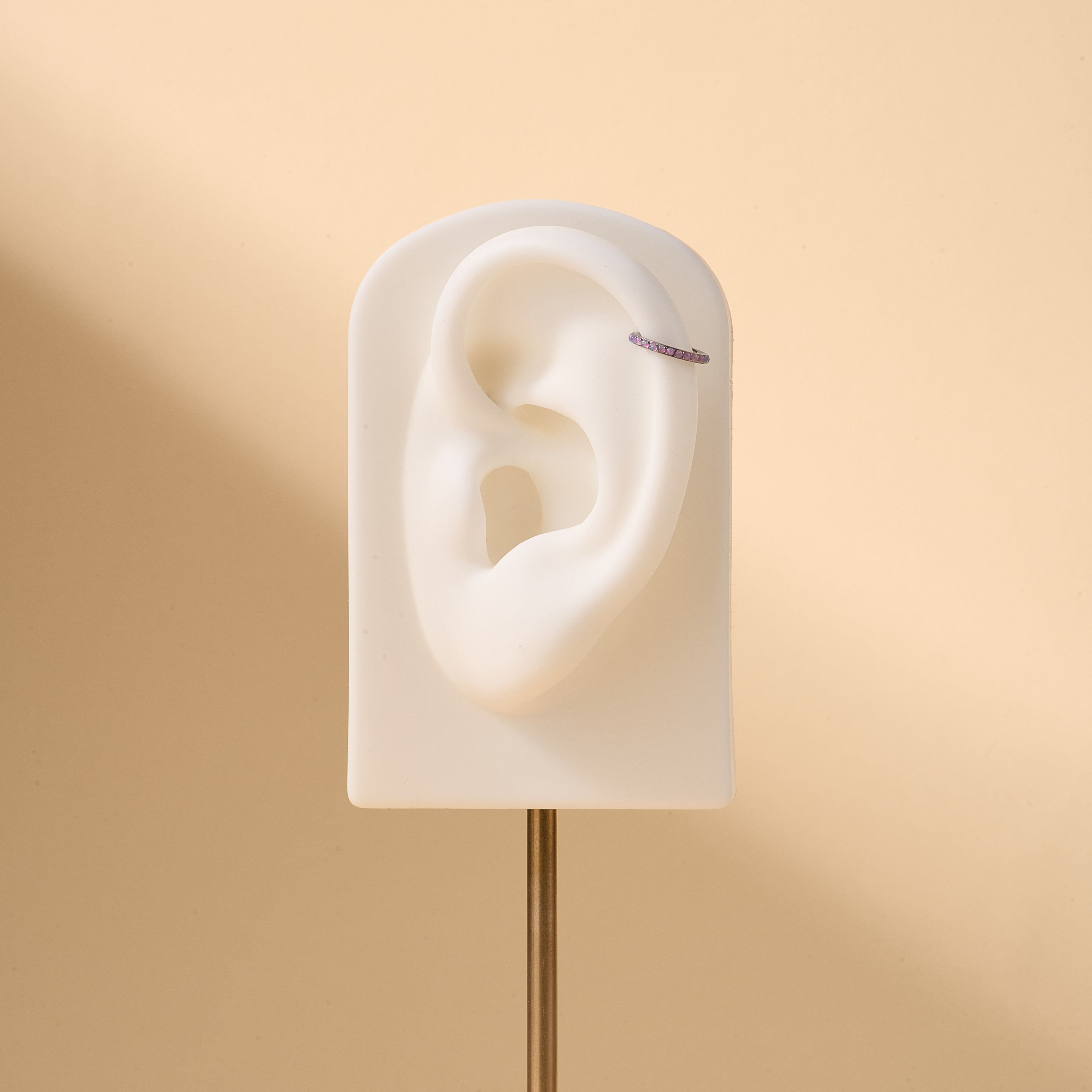 Piercing orecchio/naso/bocca cerchietto opale viola in argento - NovaNavel