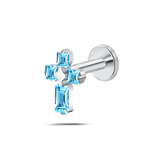 Piercing orecchio/naso/bocca croce gotica azzurra in argento - NovaNavel