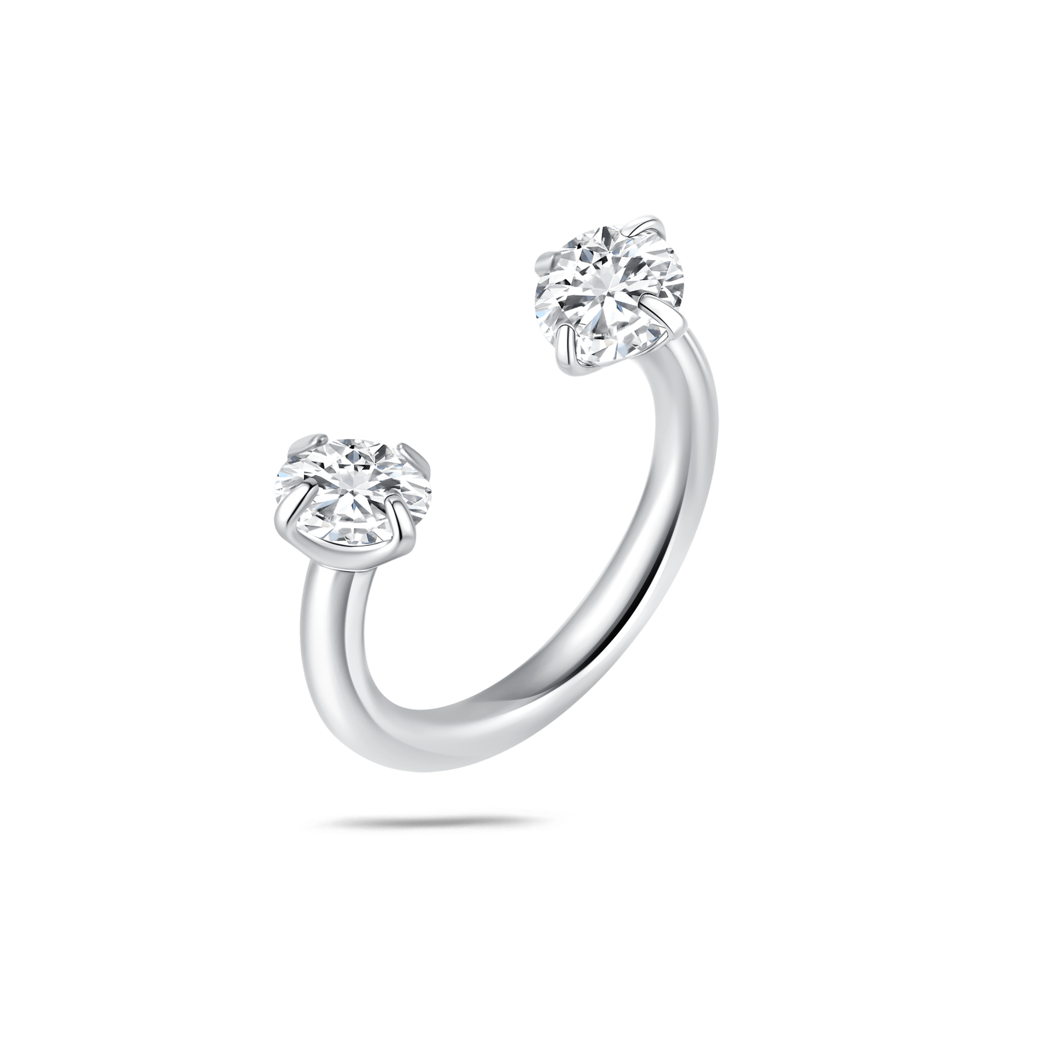 Piercing orecchio/naso/bocca doppio cristallo in argento - NovaNavel