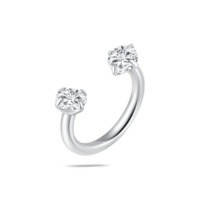 Piercing orecchio/naso/bocca doppio cristallo in argento - NovaNavel