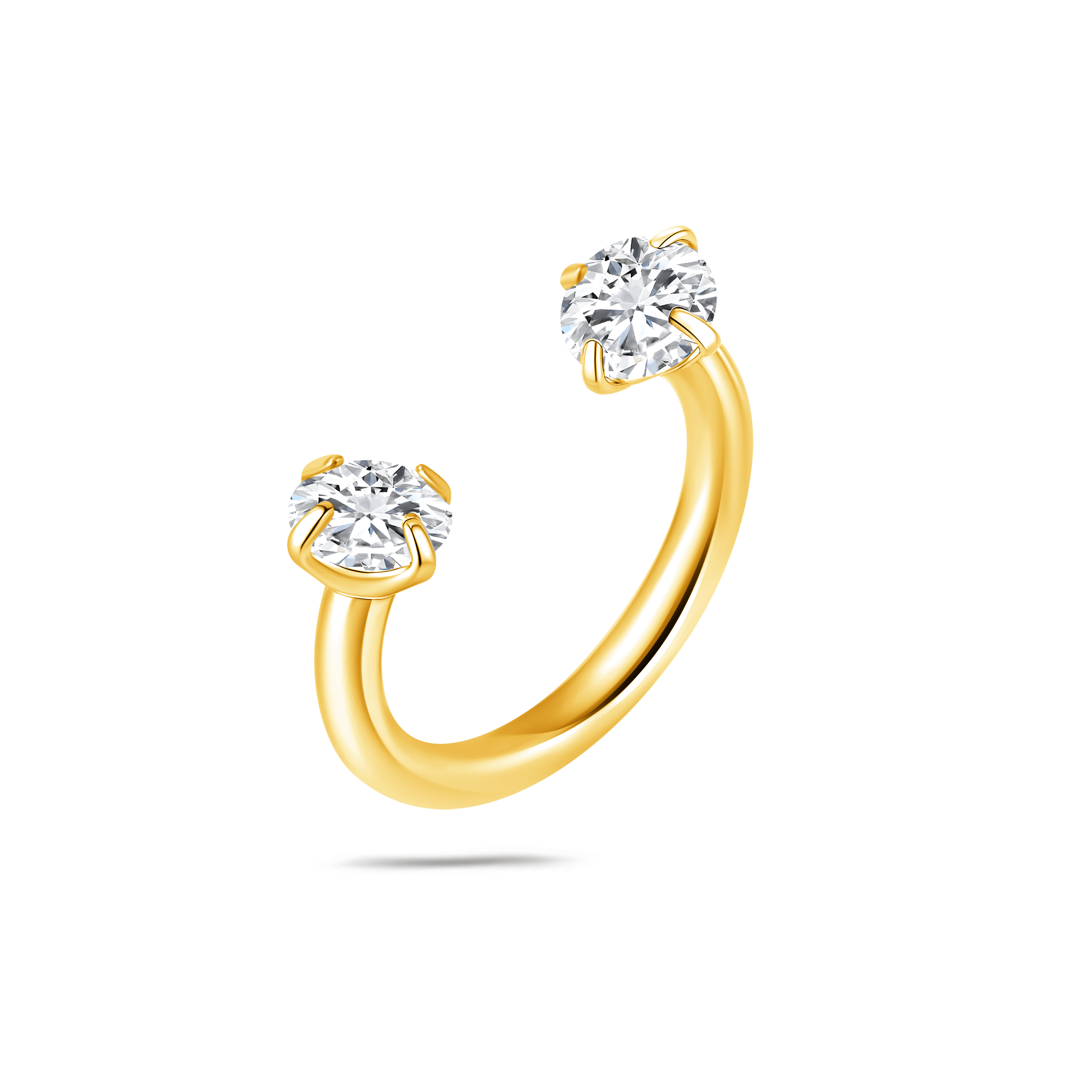 Piercing orecchio/naso/bocca doppio cristallo in oro - NovaNavel®