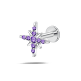 Piercing orecchio/naso/bocca fiocco di neve viola in argento - NovaNavel