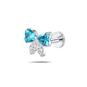Piercing orecchio/naso/bocca fiocco di sogno blu e bianco in argento - NovaNavel