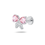 Piercing orecchio/naso/bocca fiocco di sogno rosa e bianco in argento - NovaNavel