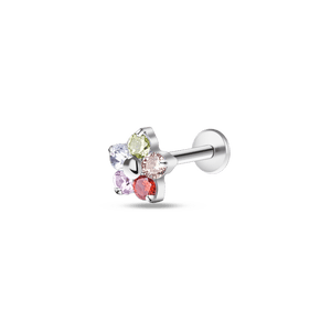 Piercing orecchio/naso/bocca fiore arcobaleno in argento - NovaNavel