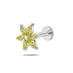 Piercing orecchio/naso/bocca fiore aurora verde in argento - NovaNavel