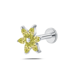 Piercing orecchio/naso/bocca fiore aurora verde in argento - NovaNavel