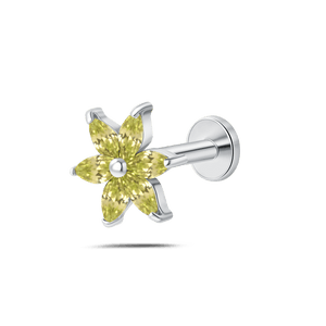 Piercing orecchio/naso/bocca fiore aurora verde in argento - NovaNavel