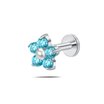 Piercing orecchio/naso/bocca fiore violetta azzurro in argento - NovaNavel