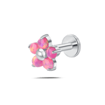 Piercing orecchio/naso/bocca fiore violetta fucsia opale in argento - NovaNavel