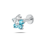 Piercing orecchio/naso/bocca fiore violetta gradual blu in argento - NovaNavel