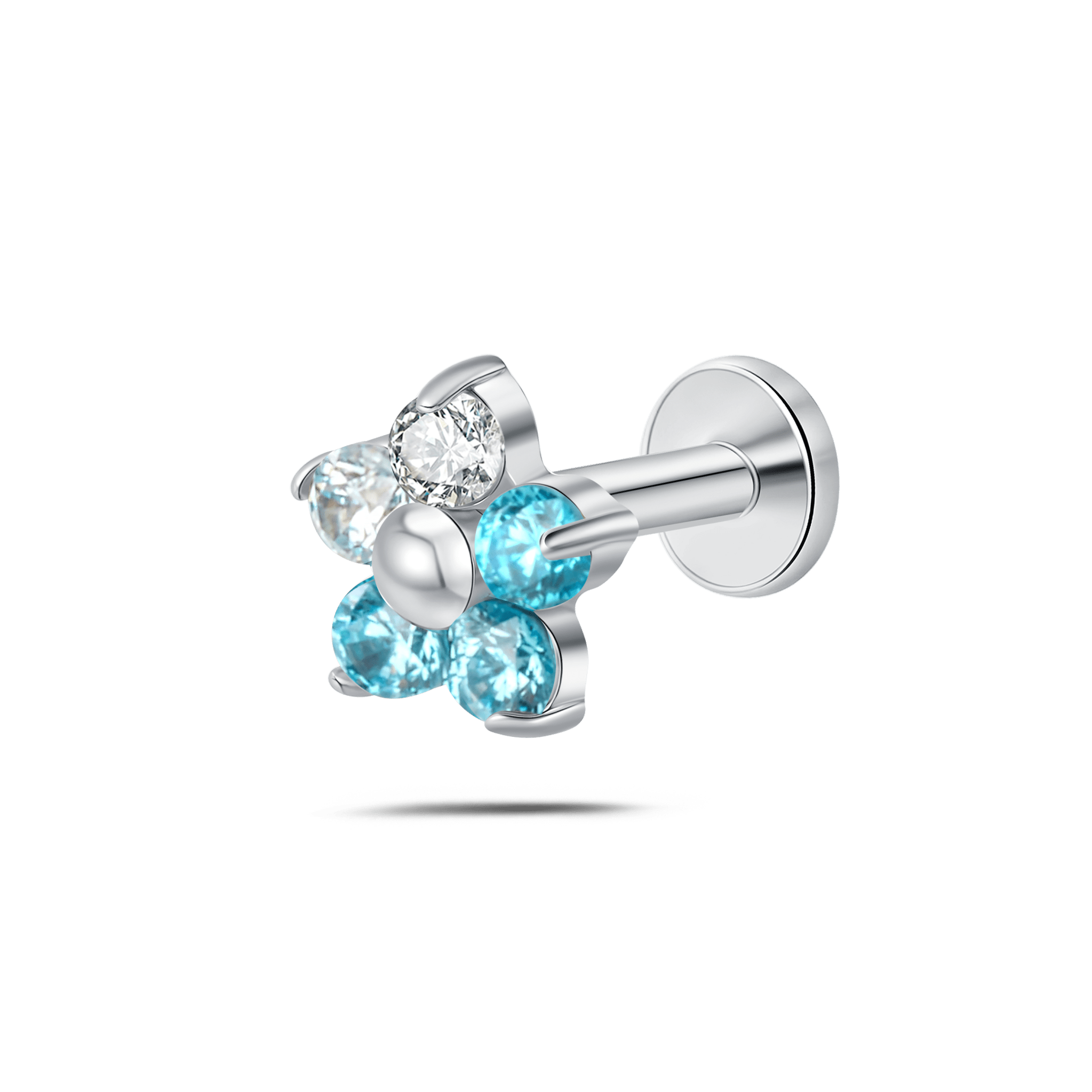 Piercing orecchio/naso/bocca fiore violetta gradual blu in argento - NovaNavel