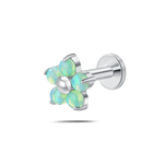 Piercing orecchio/naso/bocca fiore violetta verde opale in argento - NovaNavel