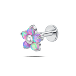 Piercing orecchio/naso/bocca fiore violetta viola opale in argento - NovaNavel