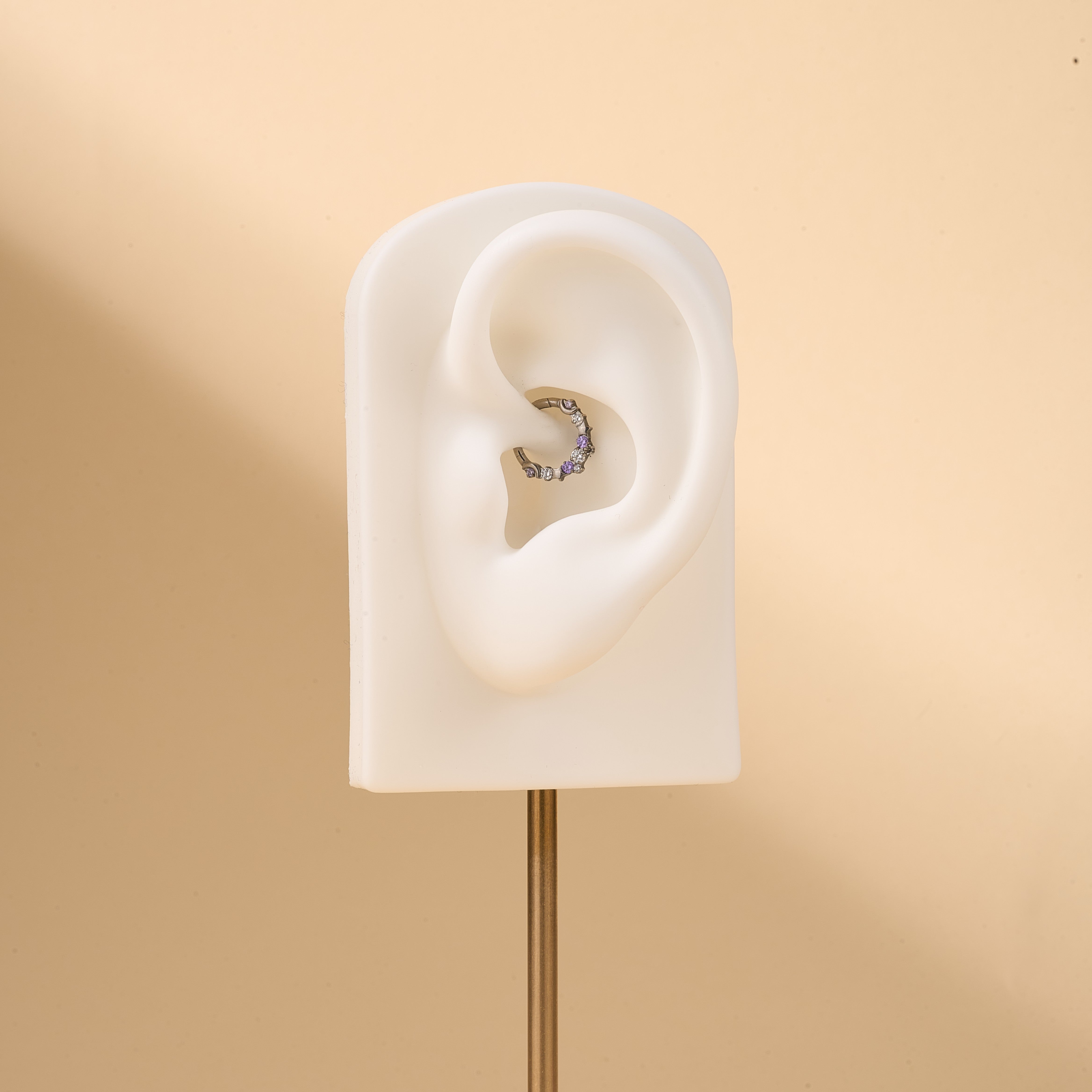 Piercing orecchio/naso/bocca galattico bianco e viola in argento - NovaNavel