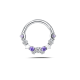 Piercing orecchio/naso/bocca galattico bianco e viola in argento - NovaNavel