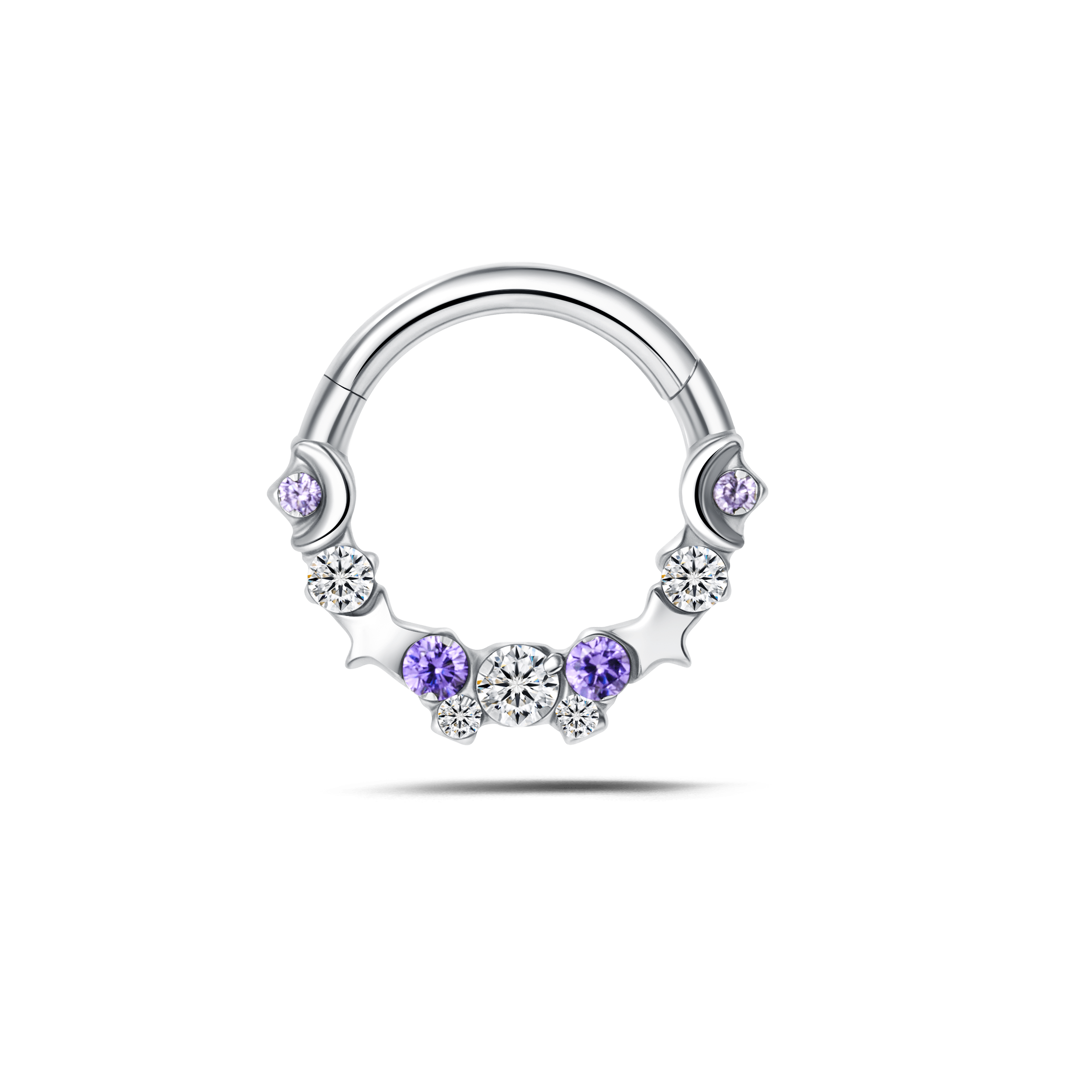 Piercing orecchio/naso/bocca galattico bianco e viola in argento - NovaNavel
