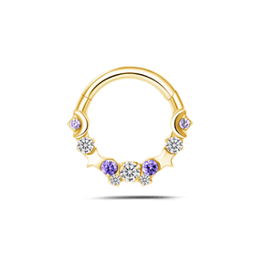 Piercing orecchio/naso/bocca galattico bianco e viola in oro - NovaNavel