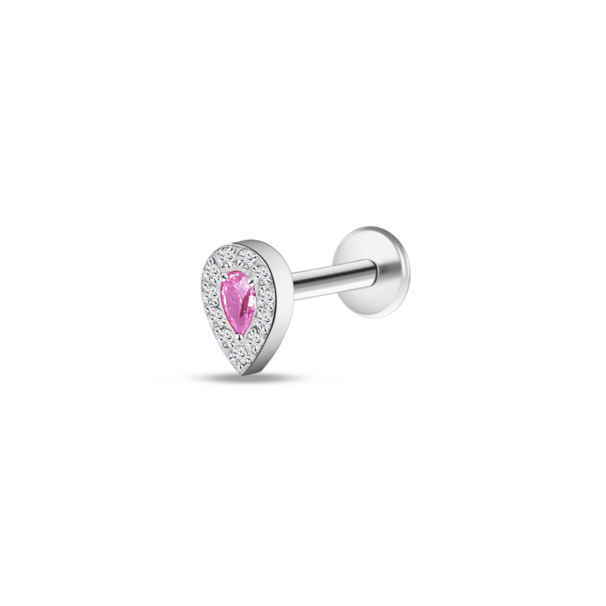 Piercing orecchio/naso/bocca goccia di luce rosa in argento - NovaNavel
