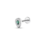 Piercing orecchio/naso/bocca goccia di luce verde in argento - NovaNavel