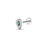 Piercing orecchio/naso/bocca goccia di luce verde in argento - NovaNavel