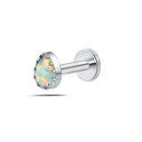 Piercing orecchio/naso/bocca lacrima bianca opale in argento - NovaNavel