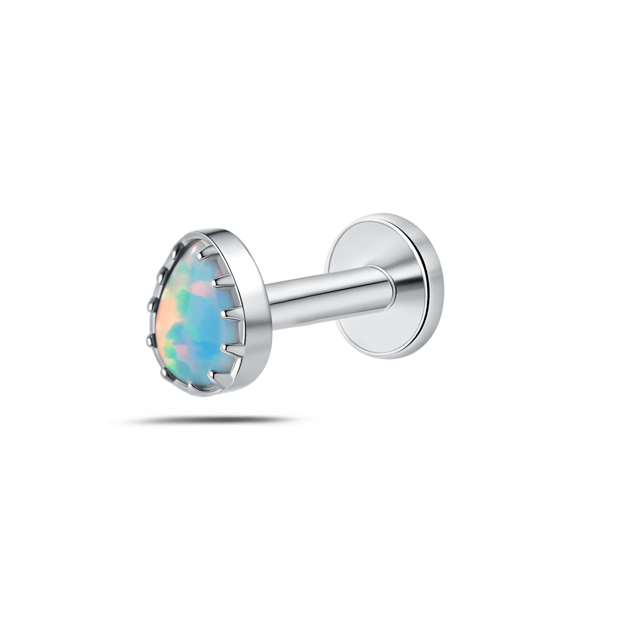 Piercing orecchio/naso/bocca lacrima blu opale in argento - NovaNavel