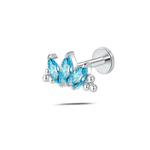 Piercing orecchio/naso/bocca loto di ghiaccio azzurro in argento - NovaNavel